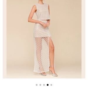 avec les filles beaded overlay maxi skirt